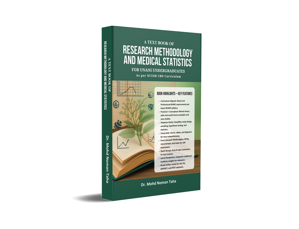 A Text Book RESEARCH METHODOLOGY AND MEDICAL STATISTICS - For Unani Undergraduates - As per NCISM CBD Curriculum