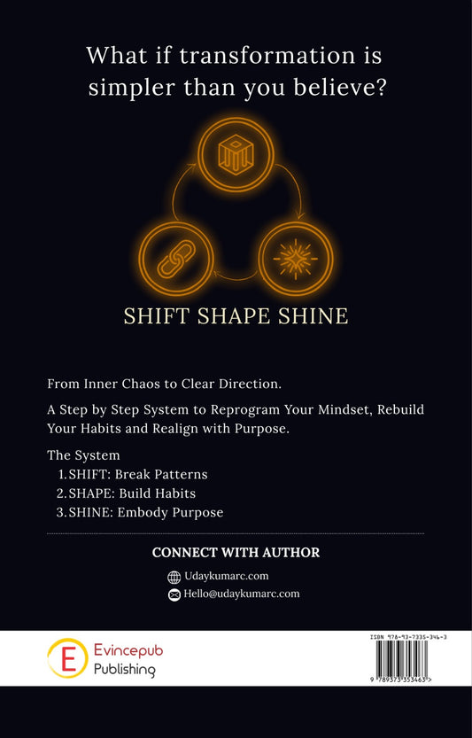 SHIFT → SHAPE → SHINE - " A Practical Path to Transform Your  Mindset, Habits and Clarity through  Ancient Wisdom and Modern Psychology"